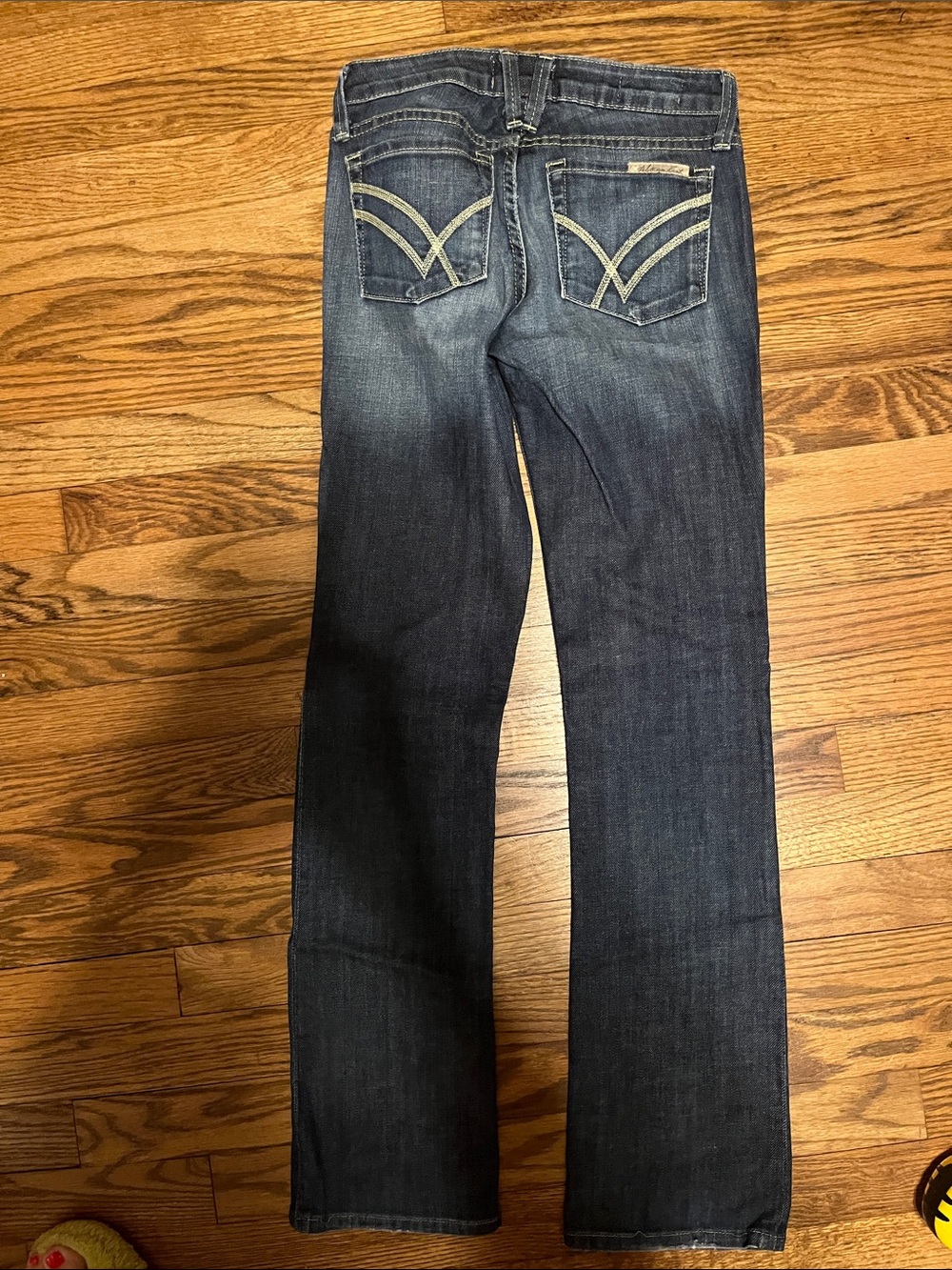 William Rast Dark Blue Bootcut Jeans with Contrast Pocket Stitch